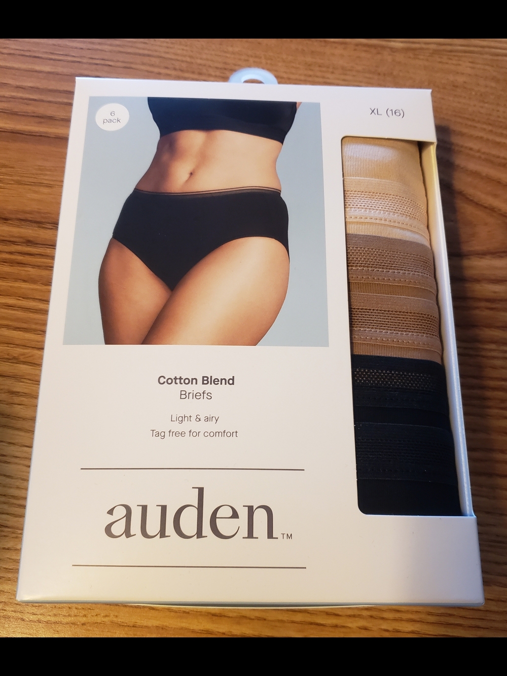 Auden Women's Cotton Blend Briefs - Black, Beige, Tan Pack